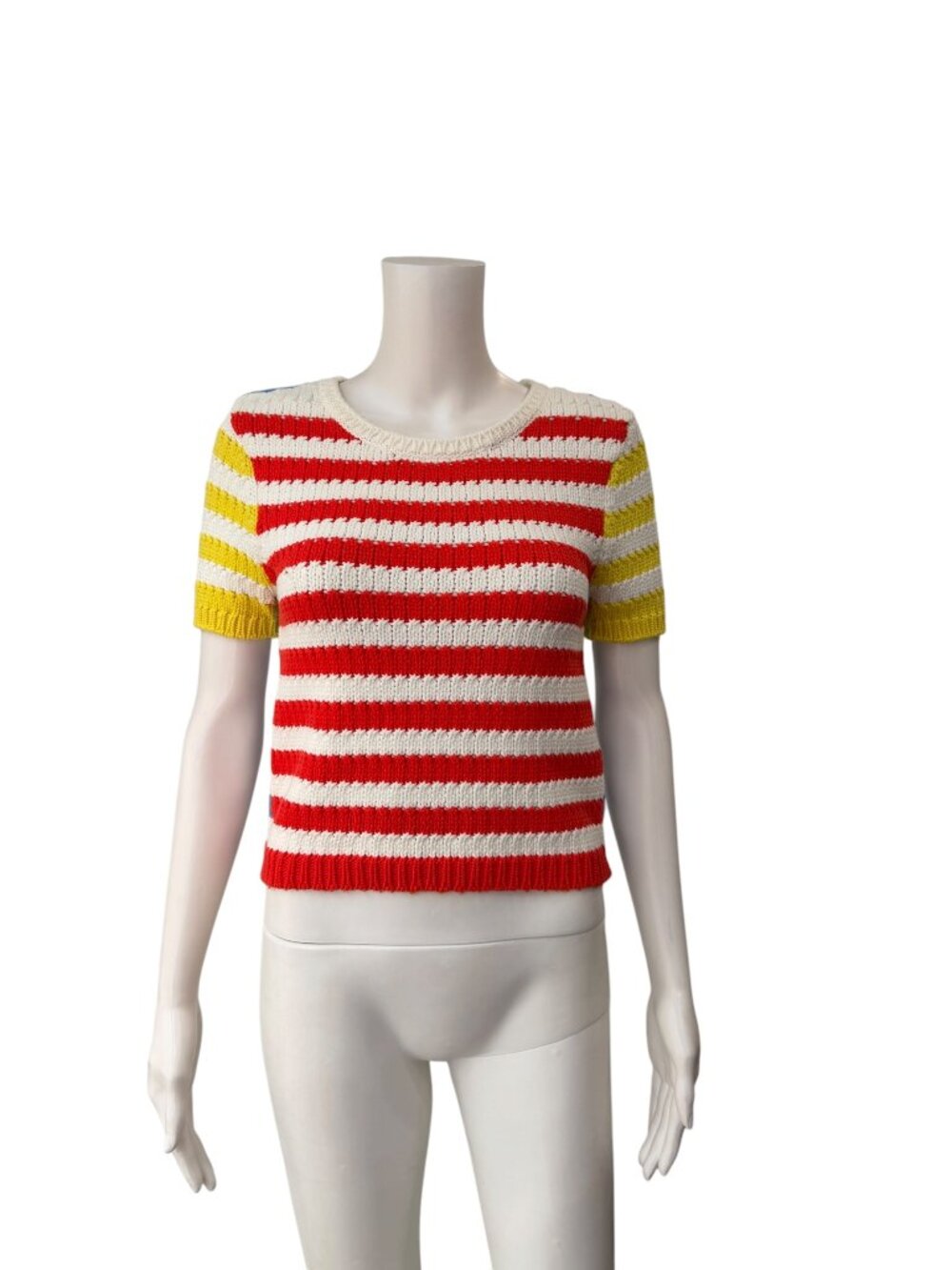 alice + olivia Multi Stripe Knit Short Sleeve T-Shirt size Medium